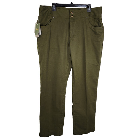 Cabela's Women Outdoor Pant Laurel Green Straight Leg Size 18 Hiking Embroidered - Picture 1 of 14